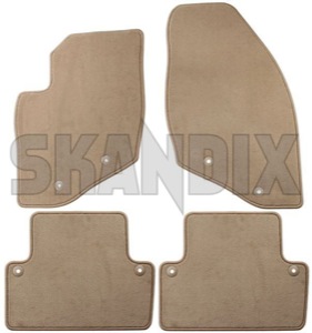 Floor accessory mats Textile beige consists of 4 pieces 31267884 (1060480) - Volvo V70 P26 (2001-2007) - floor accessory mats textile beige consists of 4 pieces Genuine 4 beige cloth consists drive fabric fleece for four grommets hand left lefthand left hand lefthanddrive lhd of pieces round textile vehicles woven