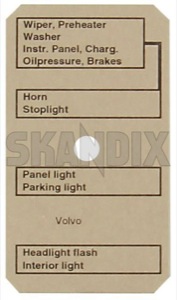 Information sign Fuse box 667698 (1061289) - Volvo 120, 130, 220, PV - information sign fuse box labels signs stickers Own-label box fuse