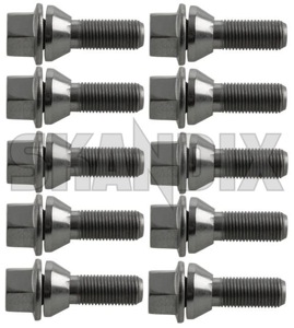 Wheel stud Kit 10 Pcs 31439230 (1062738) - Volvo C40, EX30, EX90, Polestar, S60 (2011-2018), S60 (2019-), S60 (-2009), S60 CC (-2018), S80 (2007-), S80 (-2006), S90, V90 (2017-), V60 (2011-2018), V60 (2019-), V60 CC (2019-), V60 CC (-2018), V70 (2008-), V70 P26 (2001-2007), V90 CC, XC40/EX40, XC60 (2018-), XC60 (-2017), XC70 (2001-2007), XC70 (2008-), XC90 (2016-), XC90 (-2014) - wheel stud kit 10 pcs Genuine 10 10pcs 19 alloy collar cone conical for kit light loose movable moveable pcs rims steel with zinccoated zinc coated