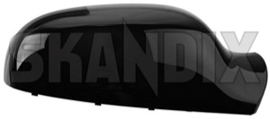 Cover cap, Outside mirror right black glossy  (1064035) - Volvo S60 (-2009), S80 (-2006), V70 P26 (2001-2007) - cover cap outside mirror right black glossy mirrorblinds mirrorcovers Own-label black electronically foldable glossy painted right