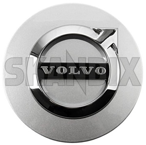 4 OEM Volvo Silver Center Hub Caps for S60 V70/XC70 S80 XC90 C70 S40 V50 C30 