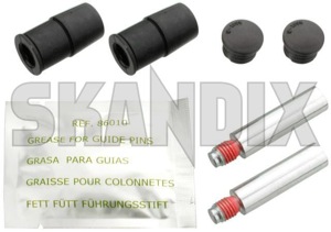 Repair kit, Brake caliper Guide bolts Rear axle for one Brake caliper  (1068607) - Volvo C30, C70 (2006-), S40, V50 (2004-), S60 (-2009), S80 (-2006), S90, V90 (2017-), V40 (2013-), V40 CC, V70 P26, XC70 (2001-2007), V90 CC, XC60 (2018-), XC90 (2016-), XC90 (-2014) - brakecaliperguidebolts brakecaliperguidepins brakecaliperguidesleeves brakecaliperhardware caliperguidebolts caliperguidepins caliperguidesleeves caliperhardware guidebolts guidepins guidesleeves hardware pins repair kit brake caliper guide bolts rear axle for one brake caliper sleeves Own-label axle brake caliper for one rear