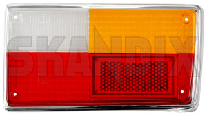 Lens, Combination taillight right NOS, new old stock 1212703 (1073146) - Volvo 140, 164, 200 - backlightlens lens combination taillight right nos new old stock scatter glass taillamplens taillightlens Genuine chrome hella new nos nos  old right stock system whiteorangered white orange red