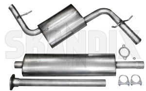 Exhaust system, Stainless steel to Catalytic converter  (1075320) - Volvo V70 P26 (2001-2007) - exhaust system stainless steel to catalytic converter ferrita Ferrita abe  abe  6 catalytic certification clamps compulsory converter general guarantee mounts mounts  pipe registration round rubber seal silencer single single  stainless steel to with without years