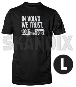 T-Shirt IN VOLVO WE TRUST L  (1075915) - Volvo universal - t shirt in volvo we trust l tshirt in volvo we trust l Own-label 1/2 12 1 2 arm black in l roundneck trust volvo we