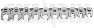 Hahnenfußschlüssel 10 bis 19 Satz  (1080399) - universal  - crow fussschluessel hahnenfussschluessel hahnenfussschluessel 10 bis 19 satz kraehenfussleitungsschluessel kraehenfuss leitungsschluessel kraehenfussschluessel leitungsschluessel schraubenschluessel Hausmarke 10 19 3/8 38 3 8 3/8 38zoll 3 8zoll bis satz set zoll