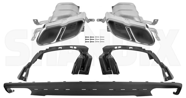 Tailpipe trim left / right Kit 31664974 (1083938) - Volvo S60, V60 (2019-) - Keywords: embellisher exhaust tail pipes muffler decor pipes tailpipe covers tailpipe trim left right kit tailpipe trim left right kit Genuine / accessories additional double double for info info kit left note original oval please right round tailpipes two vehicles with