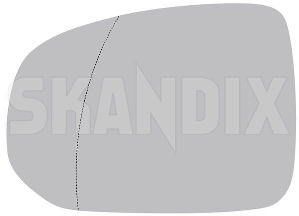 Mirror glass, Outside mirror left 31477163 (1087812) - Volvo V90 CC, XC60 (2018-) - Keywords: mirror glass outside mirror left Own-label 8d01 8d02 8d05 angle drive for hand ld01 left lefthand left hand lefthanddrive lhd vehicles wide with
