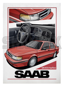 Poster SAAB 9000 Turbo Limousine rot  (1088013) - Saab universal - bild druck poster poster saab 9000 turbo limousine rot wandbild Hausmarke 48 48cm 68 68cm 9000 cm limousine rot roter saab turbo