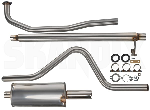 Sports silencer set from Manifold Stainless steel (1088371) - Volvo 120 130 - Keywords: muffler mufler sports silencer set from manifold stainless steel Own-label abe abe 2 2inch addon add on certificate certification compulsory from general inch manifold material registration roadworthy round single single single stainless steel tube with without