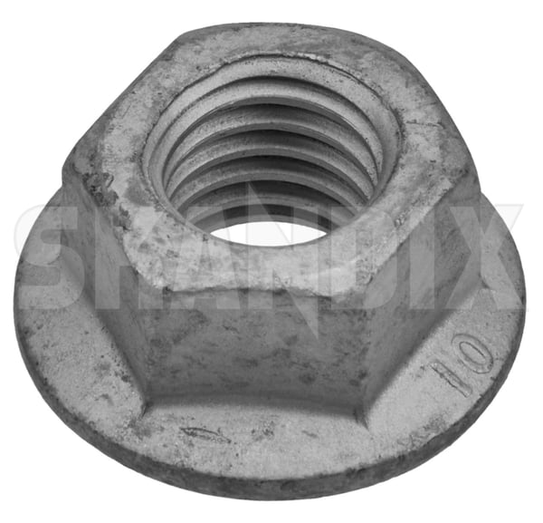 Mutter Flanschmutter 985931 (1090622) - Volvo C40/EC40, ES90, EX30, EX30 CC, EX90, Polestar 1, Polestar 2, Polestar 3, Polestar 4, S40 (2004-), S60, V60, V60 CC (2019-), S90 (2017-), V90 (2017-), V90 CC, XC40/EX40, XC60 (2018-), XC90 (2016-) - Keywords: mutter flanschmutter muttern s40 sechskantmuttern Original einbauort fahrzeugtyp flanschmutter hinten je lenkgetriebe nach querlenker querstabilisator stossdaempferbefestigung stossdaempferbefestigung  unterschiedlich unterschiedlich  vorne