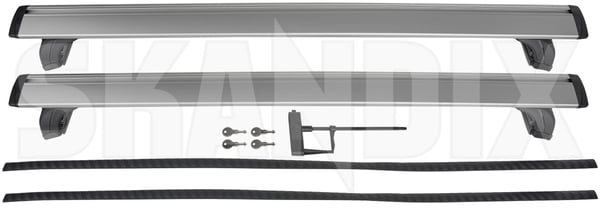 Carrier silver 31664415 (1091034) - Volvo V40 Cross Country - ОЕ-Numbers: 31316968, 31454718 - Keywords: carrier silver Genuine 75 75kg accessories aluminium key kg material original plastic profile silver synthetic wing with