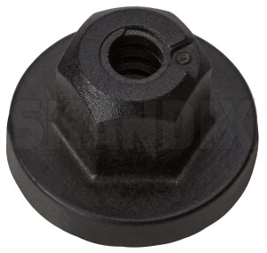 Nut with Collar T5 Synthetic material 999400 (1091856) - Volvo C40, Polestar 1, Polestar 2, Polestar 3, S60 CC, V60 CC (-2018), S60, V60 (2011-2018), S60, V60, V60 CC (2019-), S90, V90 (2017-), V40 (2013-), V40 CC, V90 CC, XC40/EX40, XC60 (2018-), XC90 (2016-) - nut with collar t5 synthetic material Genuine collar depending installation location material on plastic synthetic t5 the type varies varies  vehicle with