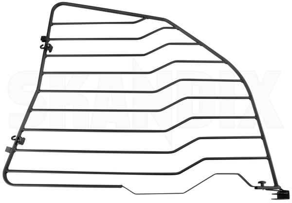 Load compartment divider longitudinal 32345117 (1092861) - Volvo EX90 - Keywords: along boot cargo barrier cargo divider grill dog guard grid lengthwise load compartment divider longitudinal loadrestraint load restraint protective steel grill trunk cage Genuine accessories charcoal instructions instructions longitudinal note original please service steel the