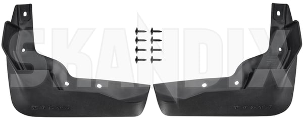 Schmutzfänger vorne Satz für beide Seiten 32321802 (1093023) - Volvo EX90 - Keywords: drecklappen lappensatz schmutzfaenger vorne satz fuer beide seiten schmutzfaengersatz spritzschutz spritzschutzsatz Original anbaumaterial anbausatz anbauteilen beide beidseitig beifahrerseite einbaumaterial einbauteilen fahrerseite fuer linke linker links mit montagematerial montagesatz montageteilen originalzubehoer rechte rechter rechts satz schwarz schwarzer seite seiten set vorderer vorne