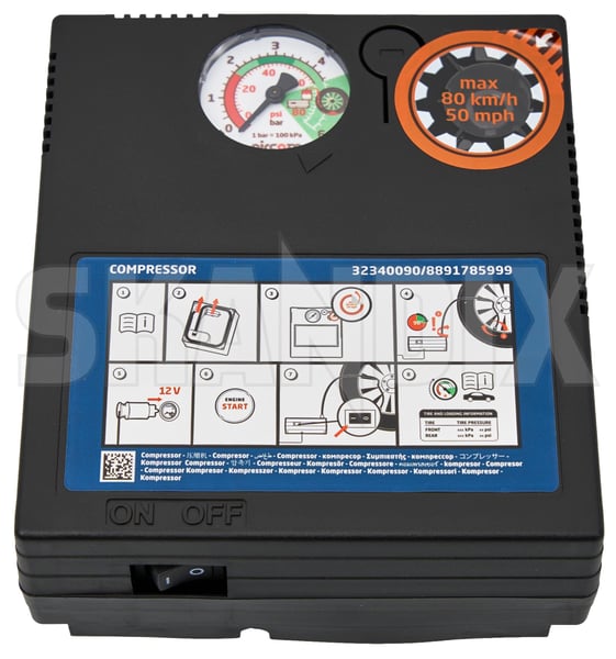 Compressor, Tire sealant 32416718 (1094238) - Volvo C40/EC40, EX30, XC40/EX40 - ОЕ-Numbers: 32209012, 32340090, 32398816 - Keywords: compressor tire sealant puncture kits tire repair kits Genuine hose with