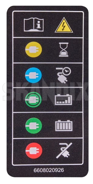 Information sign State of charge Charging flap 80006706 (1098040) - Volvo EX30, EX30 CC, Polestar 4 - ОЕ-Numbers: 6608020926 - Keywords: information sign state of charge charging flap labels signs stickers Genuine charge charging cx06 cx07 flap of state