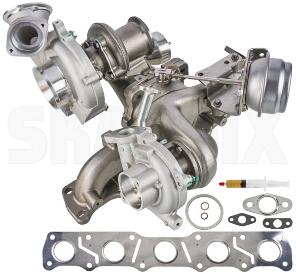 Turbocharger High pressure Low pressure (1099184) - Volvo S60 CC, V60 CC (-2018), S60, V60 (2011-2018), S80 (2007-), V60 (2011-2018), V70, XC70 (2008-), XC60 (-2017), XC70 (2008-) - Keywords: charger supercharger turbocharger turbocharger high pressure low pressure Own-label exhaust gasket gasket high kit low manifold pressure system with