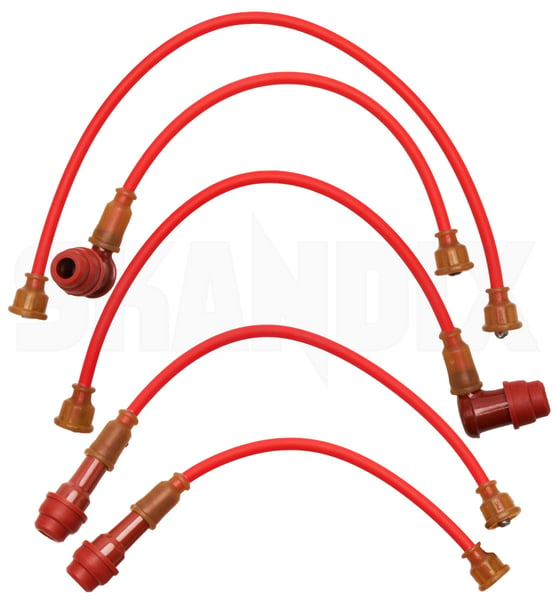 Ignition cable kit red 272191 (1099647) - Volvo 120, 130, 220, 140, PV, P210 - ОЕ-Numbers: 1306696, 270570, 275660, 275661, 3446537 - Keywords: ignition cable kit red Genuine cable iginition new nos nos old plug plug red stock with