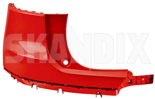 Bumper cover rear left Corner painted fusion red metallic 39848261 (1100404) - Volvo XC40/EX40 - Keywords: bumper cover rear left corner painted fusion red metallic skirts Genuine 725 corner edge fusion left metallic painted rear red