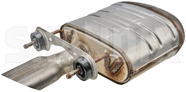 Rear Silencer 13332305 (1101317) - Saab 9-5 (2010-) - Keywords: end silencer muffler mufler rear silencer Genuine Hedin Saab Parts exposed right tailpipe with
