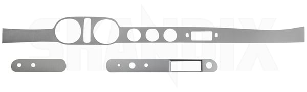 Dashboard bezel Kit 3 -piece (1101335) - Volvo P1800 - Keywords: 1800e bezels dashboard bezel kit 3 piece dashboard bezel kit 3 piece facings fascia front plates interior trim p1800e Own-label piece piece 3 3 3piece 3 piece kit