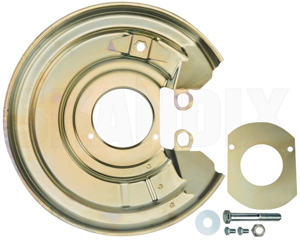 Splash panel, Brake disc left Rear axle 8934739 (1106648) - Saab 90, 99, 900 (-1993) - Keywords: backing plate brake rotor brakerotors dust shields rotors splash guard splash panel brake disc left rear axle Own-label addon add on axle left material rear with