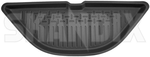 Mat, Front storage space charcoal Synthetic material 32457043 (1106662) - Volvo ES90 - Keywords: front compartment mat front luggage compartment mat front shelf mat front storage mat front trunk mat frunk mat luggage compartment mat mat front storage space charcoal synthetic material storage area mat storage compartment mat trunk mat Genuine antislip anti slip bowl charcoal field high mat material non nonslip plastic slip synthetic with