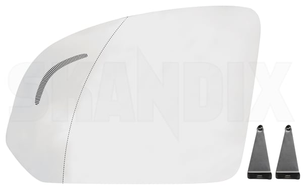 Mirror glass, Outside mirror left 31477517 (1106760) - Volvo C40/EC40, XC40/EX40 - Keywords: mirror glass outside mirror left Own-label 8d07 8d08 angle drive for hand ld01 left lefthand left hand lefthanddrive lhd vehicles wide with