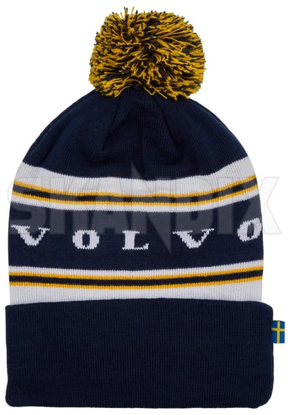 Wintermütze mit Bommel VOLVO  (1106826) - Volvo universal - Keywords: beanies muetzen wintermuetze mit bommel volvo Original acryl blauweissgelb blau weiss gelb bommel mit polyester uni unifit volvo