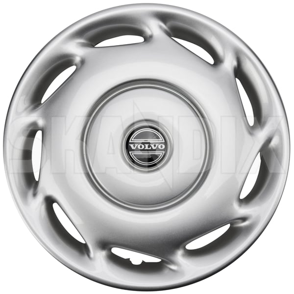 Wheel cover silver 14 Inch for Steel rims 30813130 (1107466) - Volvo 200, 400, S40, V40 (-2004) - Keywords: hub caps rim trim wheel caps wheel cover wheel cover silver 14 inch for steel rims wheel trim Genuine volvo  volvo  14 14inch for inch material plastic rims silver steel synthetic