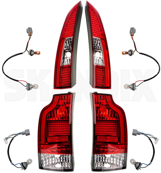 Combination taillight Kit for both sides (1109078) - Volvo V70 P26, XC70 (2001-2007) - Keywords: backlight combination taillight kit for both sides taillamp taillight Own-label both bulb checked clear drivers etype e type for glass holder included kit left passengers right seals side sides with