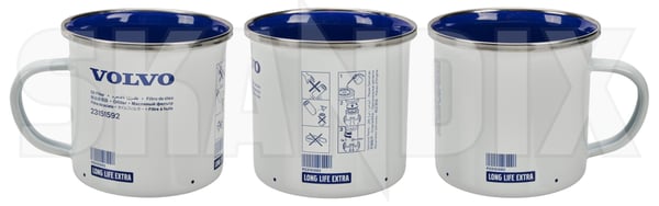 Cup VOLVO Oil filter 355 ml (1112897) - Volvo universal - Keywords: cup volvo oil filter 355 ml cups Genuine 1 1pcs 355 355ml blue enamelled filter metal ml oil pcs volvo white